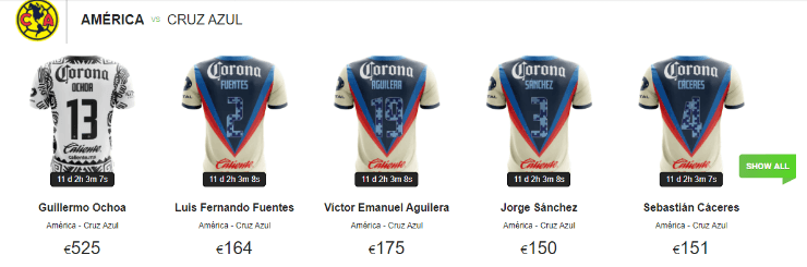 Subasta de jerseys del América: precios