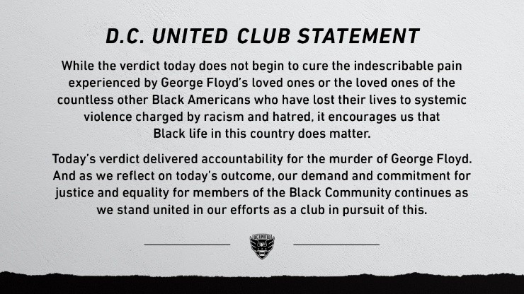 DC United sobre el caso George Floyd (@dcunited)