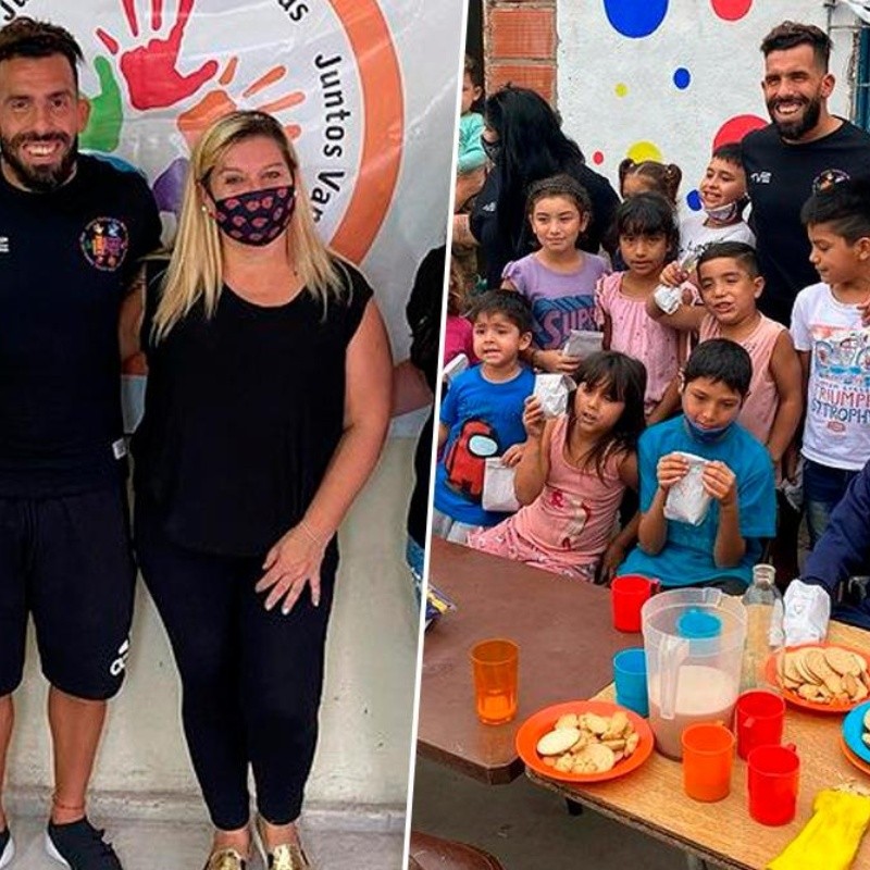 Como no viajó a Bolivia, Tevez participó de un acto solidario