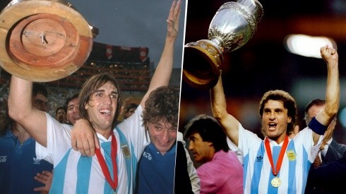 Batistuta y Ruggeri levantando la Copa América 1993 en Ecuador (Foto: Getty Images)