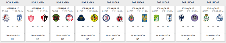 Calendario de la J17 de la Sub-17