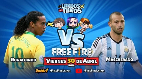 Ronaldinho y Mascherano jugarán Free Fire en directo este viernes por una causa noble