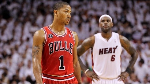 Derrick Rose and LeBron James. (Getty)