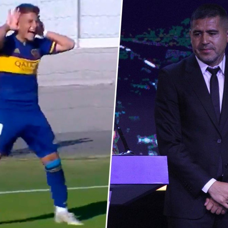 Video: festejó haciendo el 'Topo Gigio' con Riquelme en la tribuna