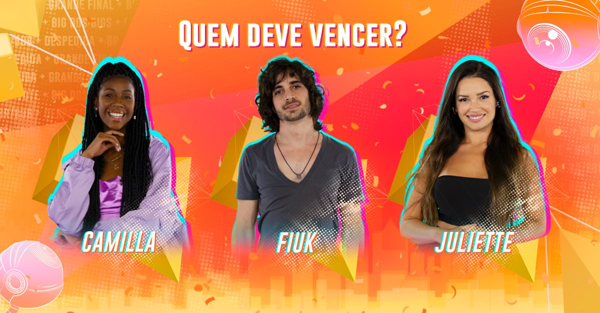 Camila, Fiuk e Juliette estão na final do Big Brother Brasil. (Foto: Reprodução TV Globo)