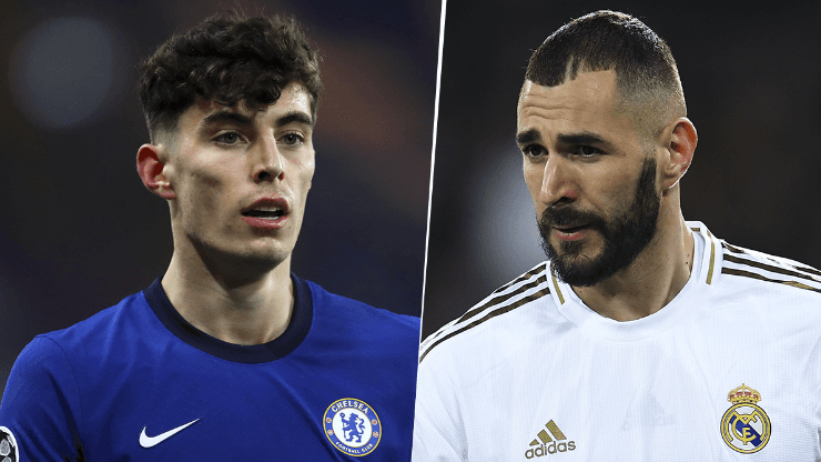 Kai Havertz y Karim Benzema, Chelsea vs. Real Madrid por la UEFA Champions League (Fotos: Getty Images)