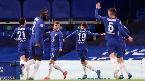 Jogadores do Chelsea comemoram o gol de Timo Werner (Foto: Getty Images)