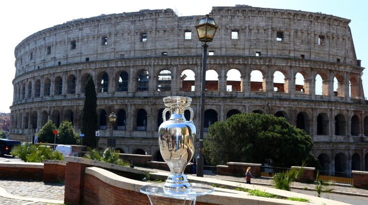 The Euro trophy in Rome, where the competition will begin (Getty).