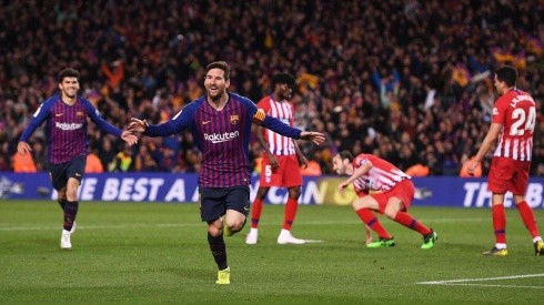 Messi celebrando uno de sus goles al Atlético de Madrid.