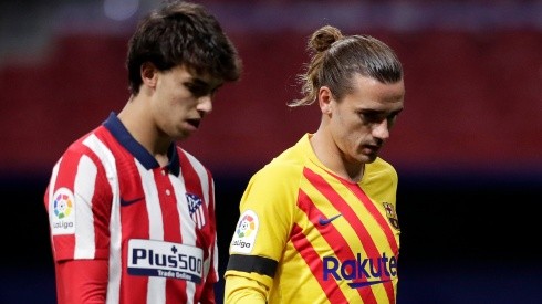 Joao Felix of Atletico Madrid (left) and Antoine Griezmann of Barcelona (right). (Getty)