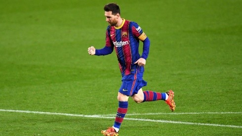 Lionel Messi celebrando uno de sus goles con Barcelona.