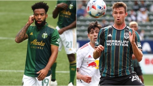 Eryk Williamson of Portland Timbers (left) and Nick DePuy of Los Angeles Galaxy (right). (Getty)