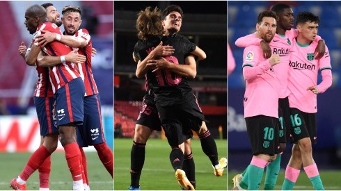 Atletico Madrid players (left),Real Madrid players (center), and Barcelona players (right). (Getty)