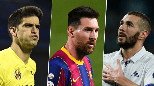 Gerard Moreno, Lionel Messi y Karim Benzema fueron los tres máximos artilleros de La Liga en esta campaña (Fuente: Getty Images)