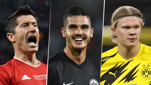 Robert Lewandowski, André Silva y Erling Haaland son los máximos anotadores de la Bundesliga en esta temporada (Fuente: Getty Images)