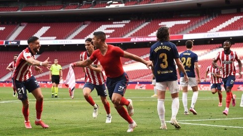 Luis Suarez of Atletico Madrid celebrates a goal. (Getty)
