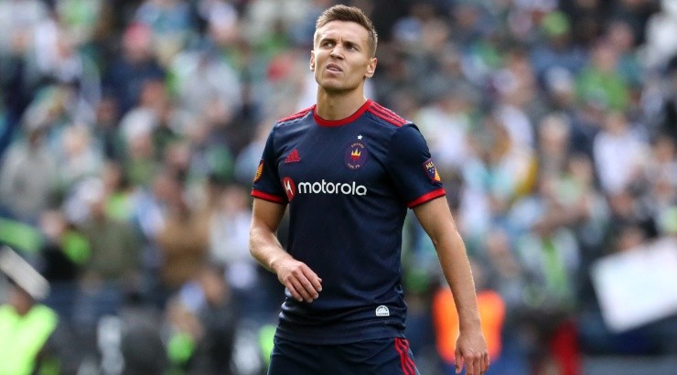 Przemyslaw Frankowski of Chicago Fire reacts. (Getty)