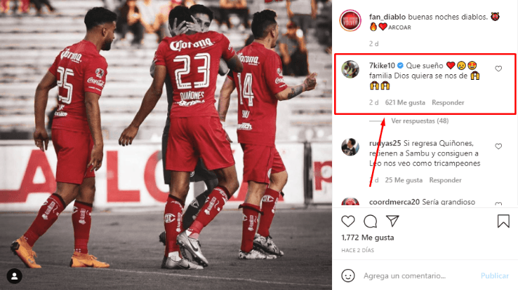 Guiño de Luis Quiñones a Toluca