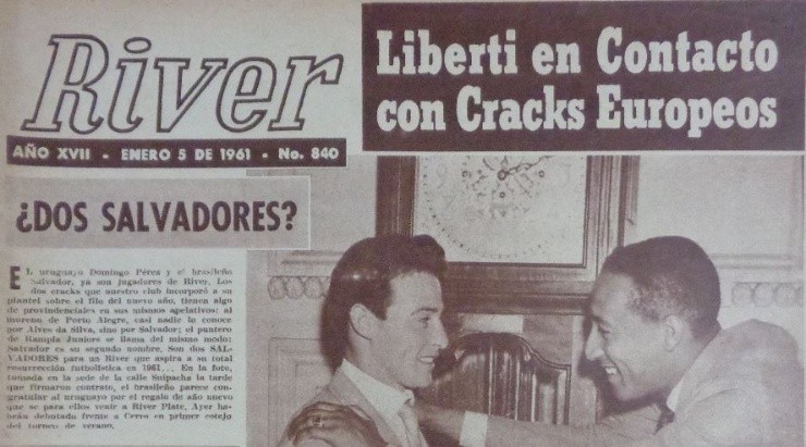 Domingo Pérez y Salvador, presentados como refuerzos de River mientras Liberti negociaba más futbolistas en Europa (Revista River)