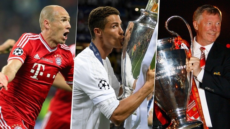 Arjen Robben, Cristiano Ronaldo y Alex Ferguson (Foto: Getty Images)