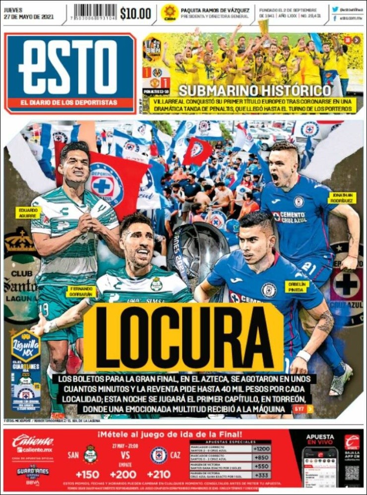 Cruz Azul vs. Santos: Final de la Liga MX acapara las portadas de los  periódicos en México | Guardianes 2021