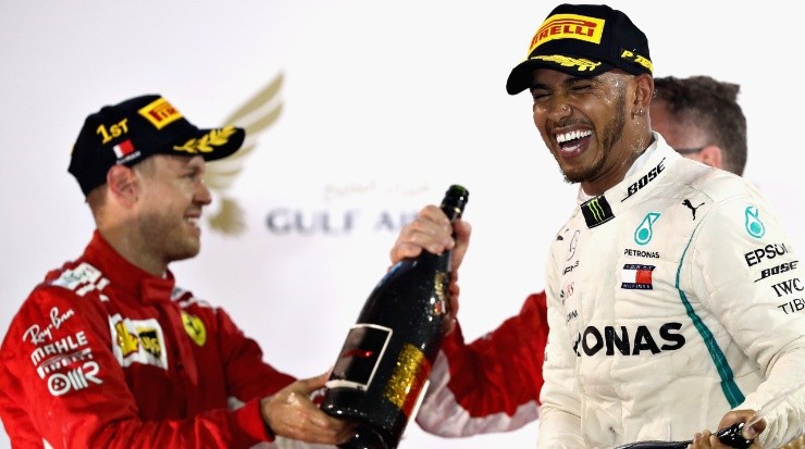 Sebastian Vettel and Lewis Hamilton are the winningest drivers in the Bahrain GP (Getty).