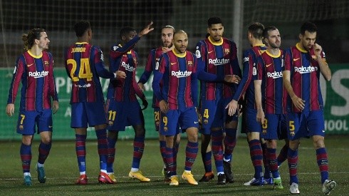 Jugadores FC Barcelona en partido por Copa del Rey