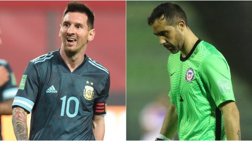 Lionel Messi of Argentina (left) and Claudio Bravo of Chile (right). (Getty)
