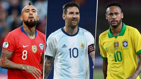 Arturo Vidal, Lionel Messi y Neymar Jr. tres de los jugadores más importantes de las Eliminatorias (Fotos: Getty Images)
