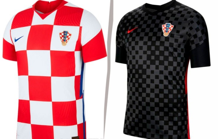 Camiseta local y visitante de Croacia.