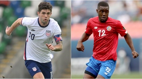 Christian Pulisic of USA (left) and John Campbell of Costa Rica (Getty).