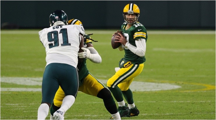 Aaron Rodgers vs. Eagles. (Getty)