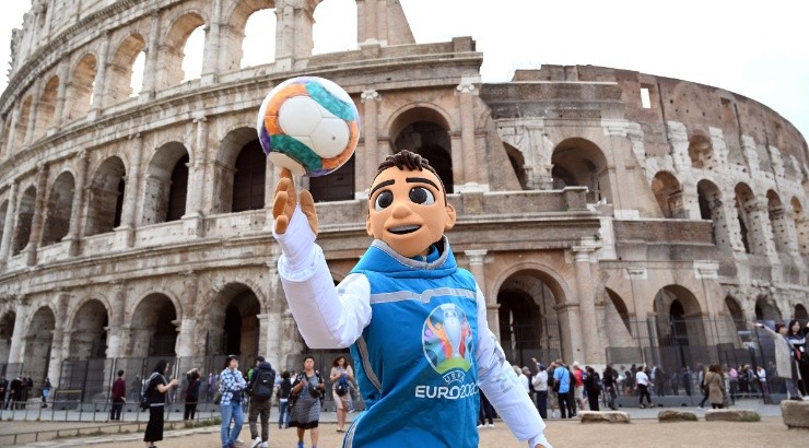 Skillzy, the UEFA Euro 2020 mascot, photographed in Rome. (Getty)