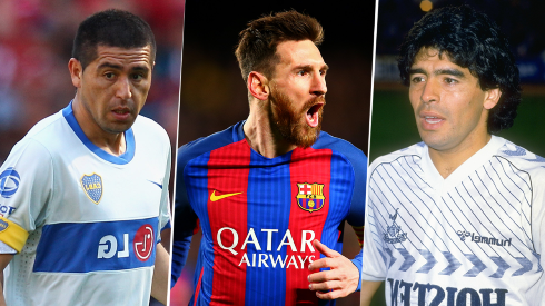 Lionel Messi, Juan Román Riquelme y Diego Maradona son los tres jugadores con más Premios Olimpia de Plata al Futbolista del Año (Fuente: Getty Images)