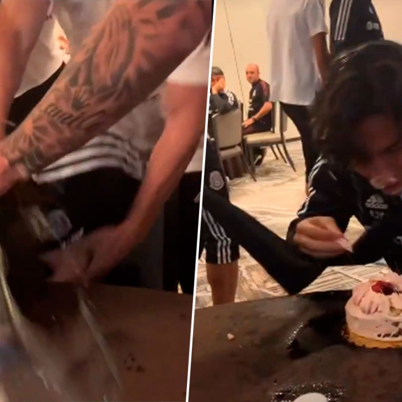 VIDEO: El terrible pastelazo que casi ahoga a Diego Lainez en su cumpleaños