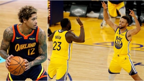 Kelly Oubre Jr., Draymond Green y Stephen Curry