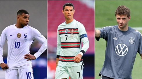 Kylian Mbappé, Cristiano Ronaldo y Thomas Muller.