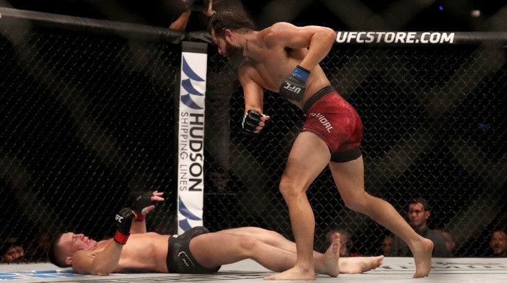 Jorge Masvidal knocks out Darren Till during the Welterweight bout (Getty)
