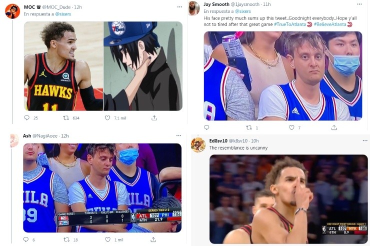 Reacciones en Twitter al post de 76ers