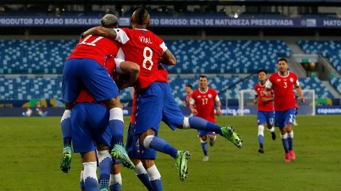 El festejo de los jugadores chilenos.