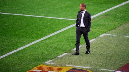 Pep Guardiola durante un encuentro con Barcelona.