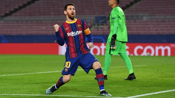 Messi celebrando su gol ante PSG