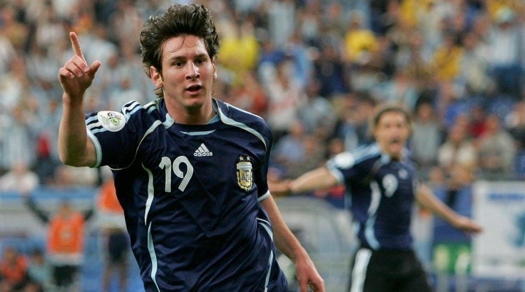 Lionel Messi of Argentina celebrates scoring the sixth goal during the FIFA World Cup Germany 2006 Group C match between Argentina and Serbia & Montenegro (Getty)