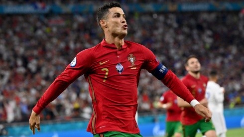 Cristiano Ronaldo of Portugal celebrates after scoring. (Getty)