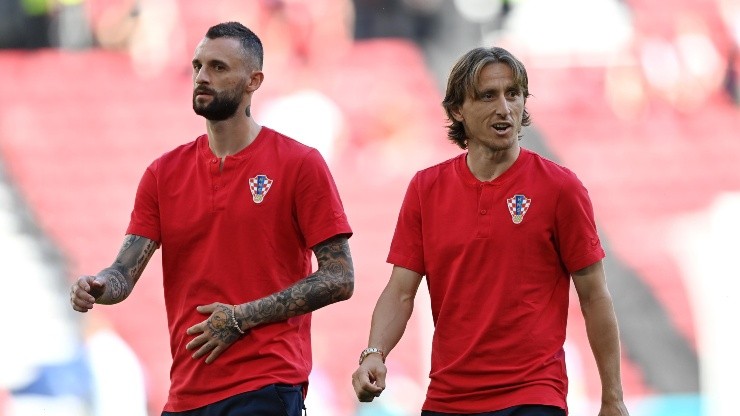 Marcelo Brozovic y Luka Modric con Croacia