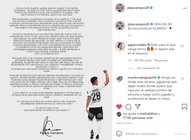 Felipe Campos despedida Colo Colo