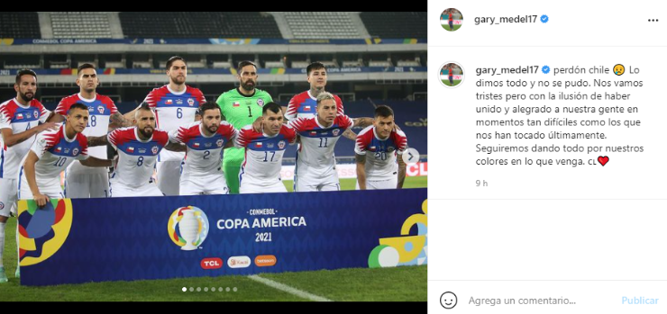Gary Medel se disculpa en redes sociales por la eliminación de Chile en la Copa América
