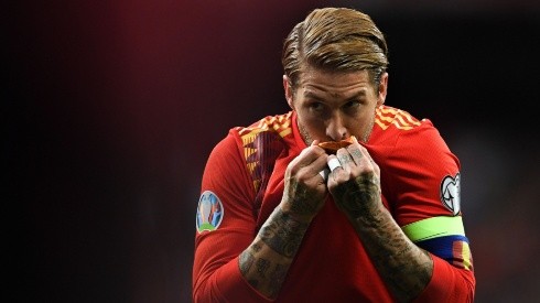 Sergio Ramos of Spain celebrates after scoring a goal. (Getty)