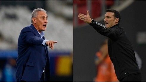 Brazil boss Tite (left) and Argentina manager Lionel Scaloni. (Getty)