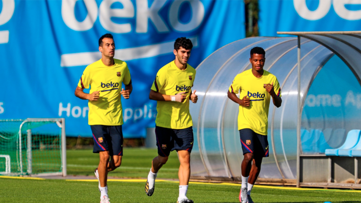 Sergio Busquets, Carles Aleñá y Ansu Fati